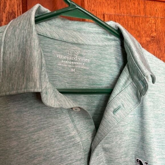 Vineyard Vines Green Performance Polo Shirt M Golf Activewear Short Sleeve - Picture 2 of 5